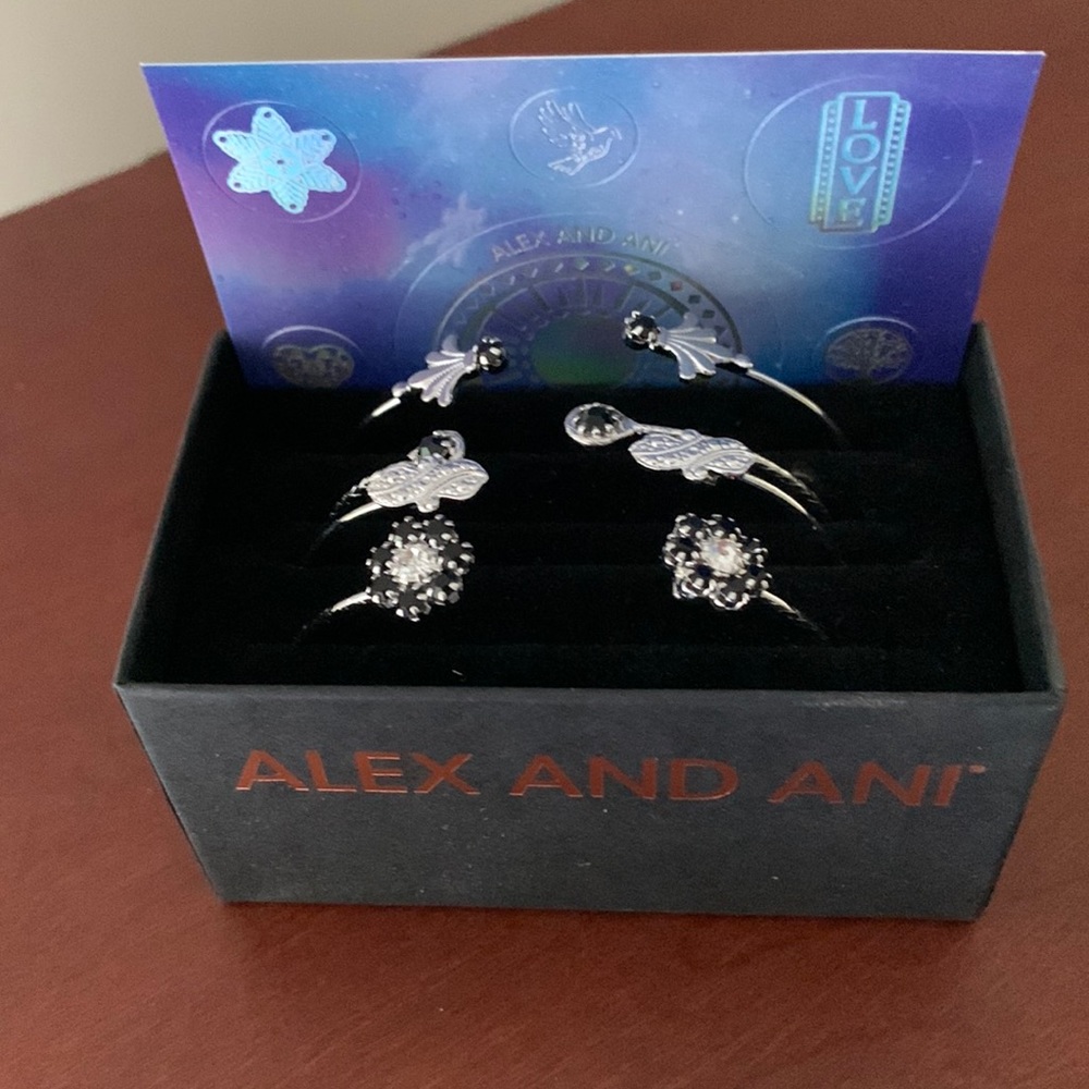 Alex and Ani set of 4 sterling silver cuff bracelets